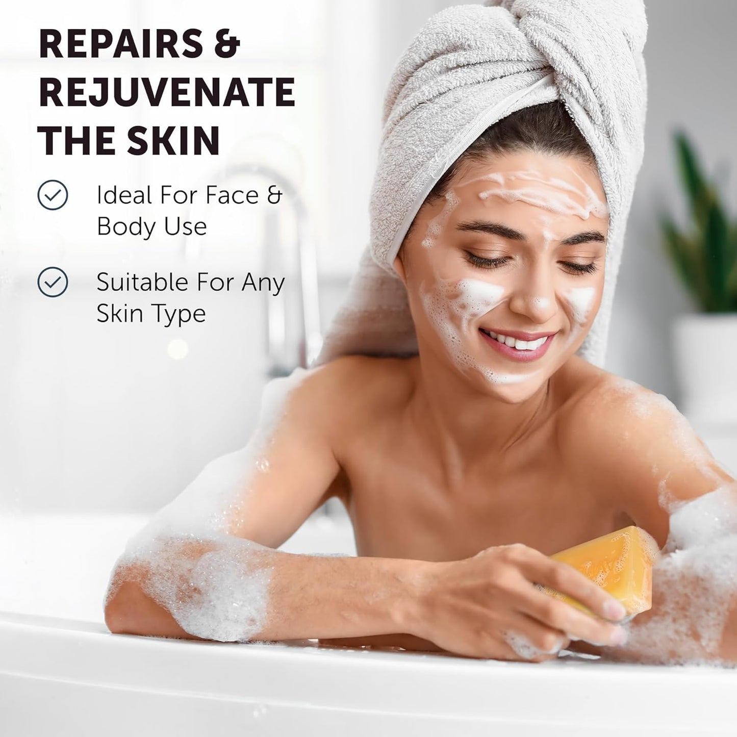 Kojic Acid Dark Spot Remover Soap with Turmeric, Vitamin C, Retinol - Original Japanese Complex with Hyaluronic Acid, Vitamin E, Shea Butter, Castile Olive Oil - 3 Pack and African Net Sponge