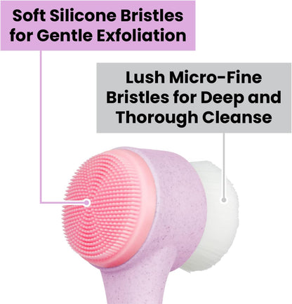 Eco Clean Face Brush, 2-In-1 Facial Cleanser, Dual-Sided Manual Exfoliating Brush, Handle Made of Natural Plant Fibers, for Deep Cleansing & Gentle Exfoliation