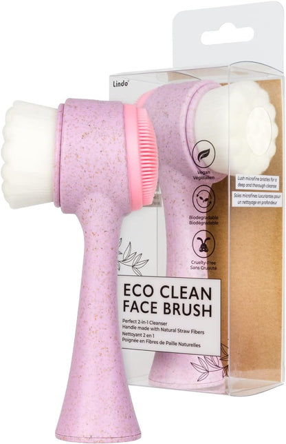 Eco Clean Face Brush, 2-In-1 Facial Cleanser, Dual-Sided Manual Exfoliating Brush, Handle Made of Natural Plant Fibers, for Deep Cleansing & Gentle Exfoliation